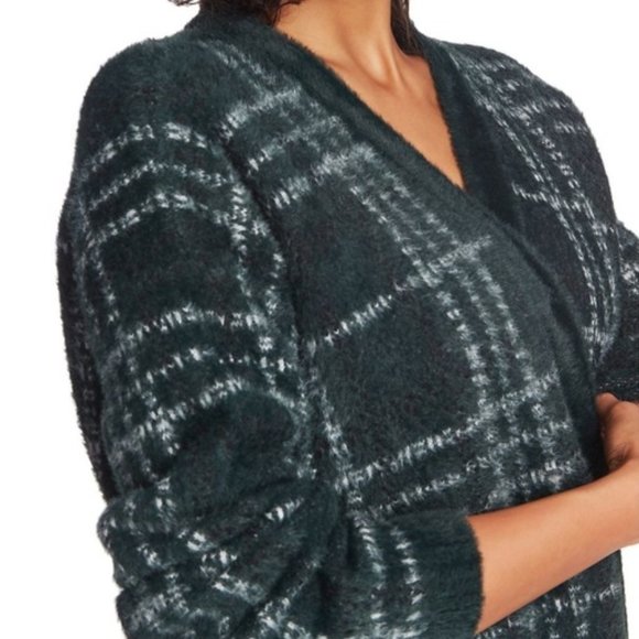 1. State Windowpane Forest Green Cardigan - Picture 5 of 6
